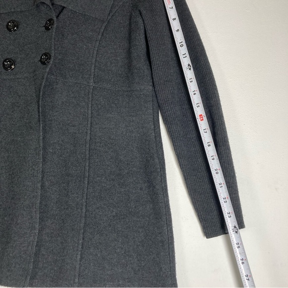 Alfani Charcoal Double-Breasted Pea Coat Merino Wool M Women’s Travel Cozy - Picture 8 of 13